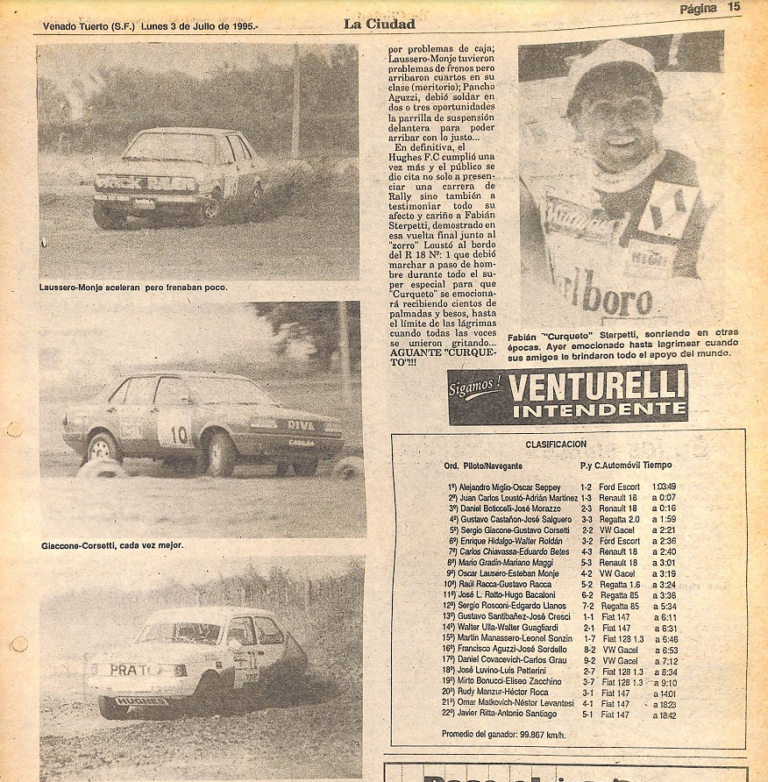 Rally de Hughes: una tradición de más de 30 años en la región